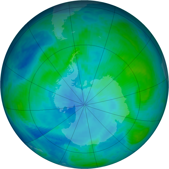 Antarctic ozone map for 16 February 1986